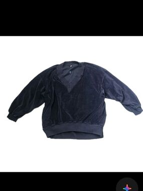 FP Movement Free People Volley V-Neck Pullover Sweatshirt Blue/Black XL